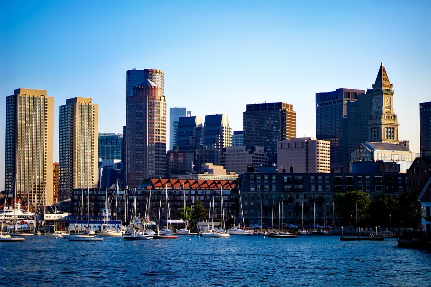 Boston skyline and waterfront near the North End