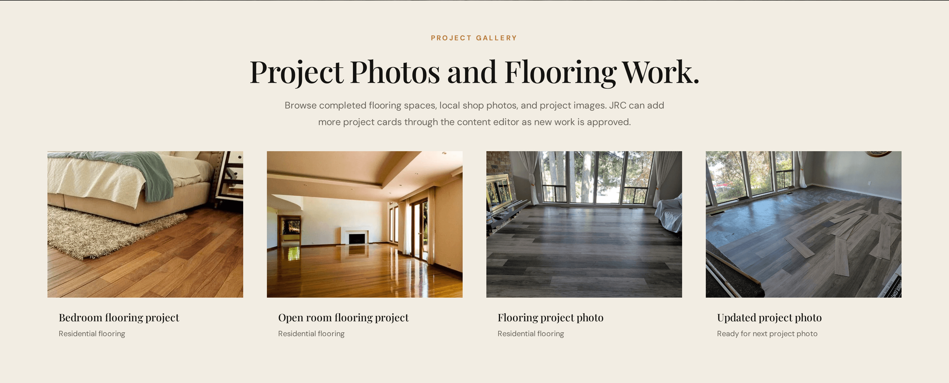 JRC Flooring project photo grid captured from the live site