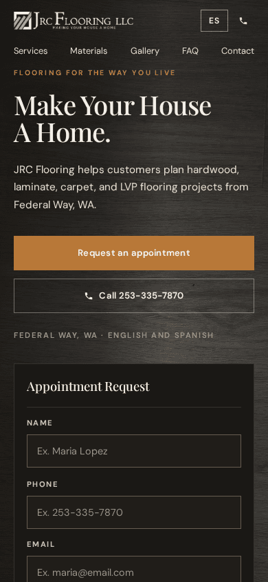 JRC Flooring LLC shown on a mobile phone