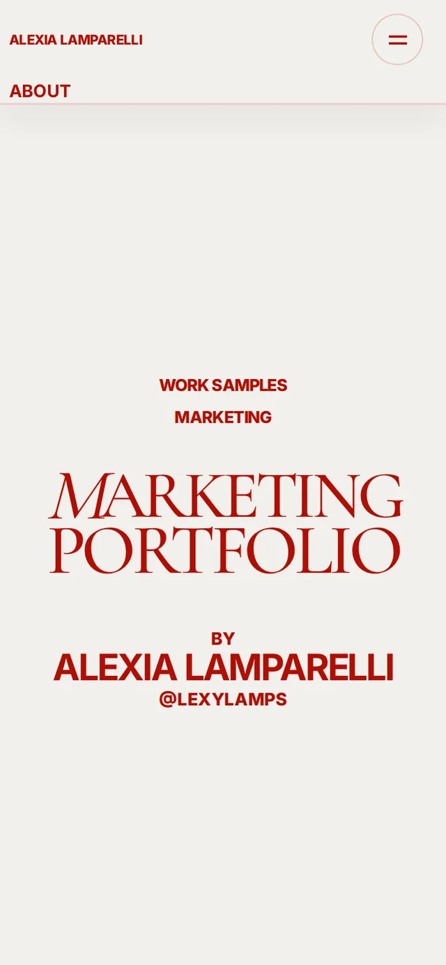 Lexy Lamparelli Portfolio shown on a mobile phone
