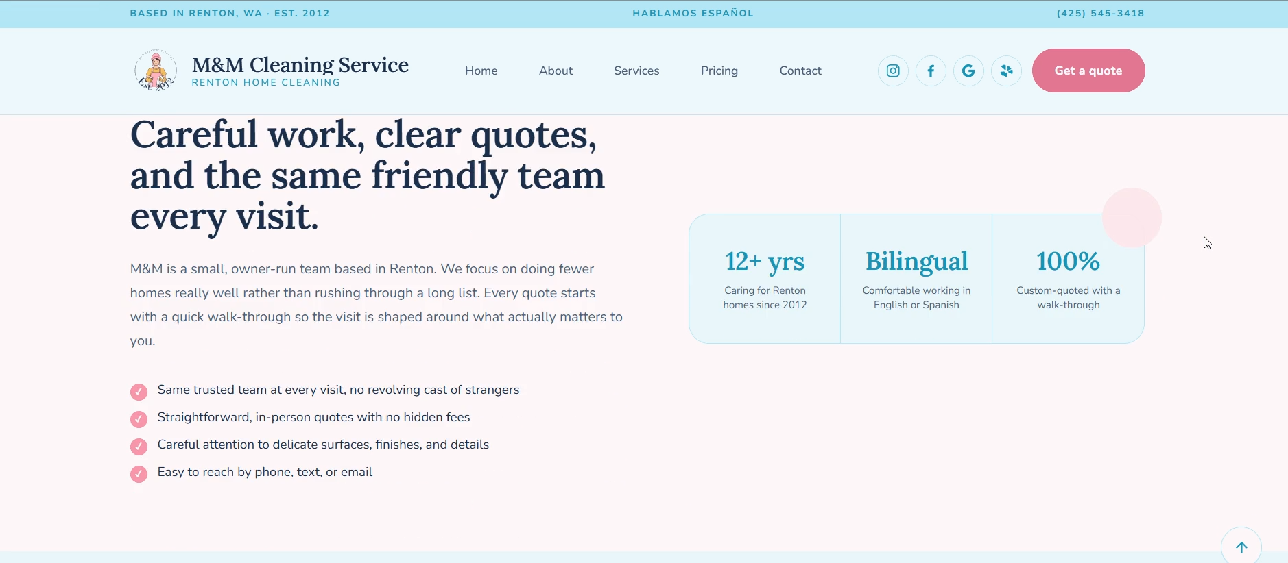 M&M Cleaning Service site